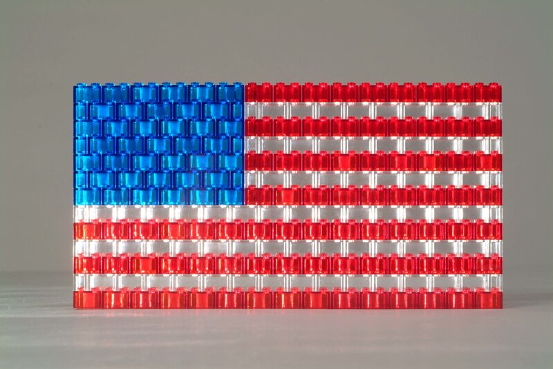 American flag made of plastic blocks