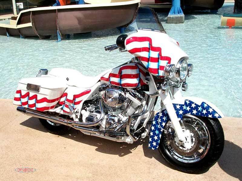 American flag motorcycle display