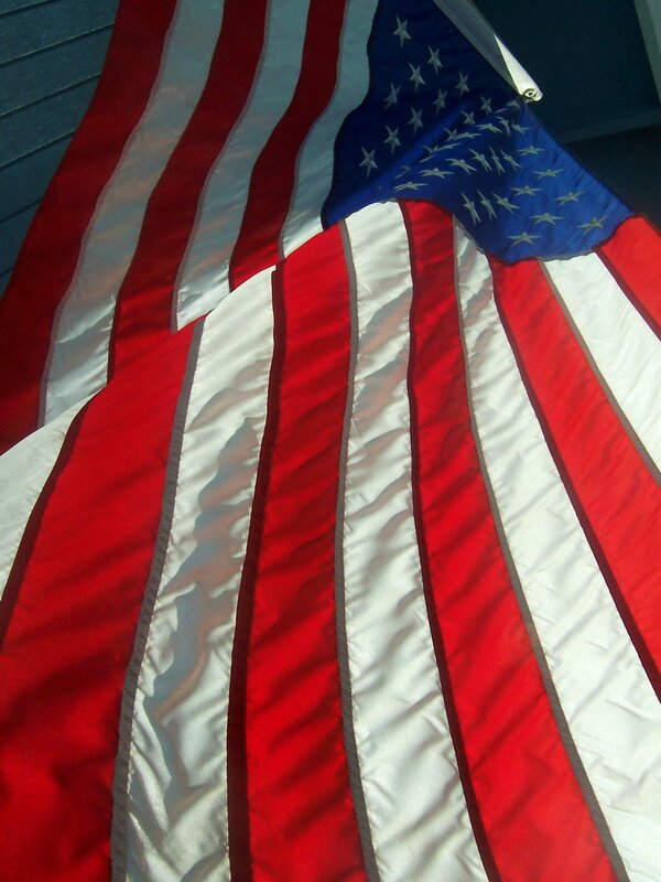 American flag on a building