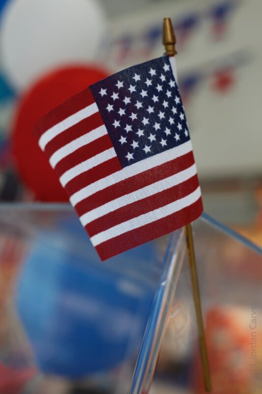 American flag on a stick
