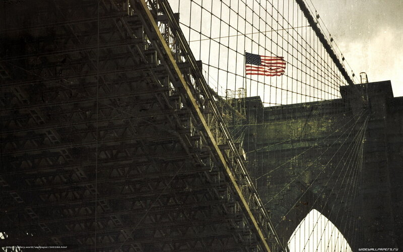 American Flag on Bridge