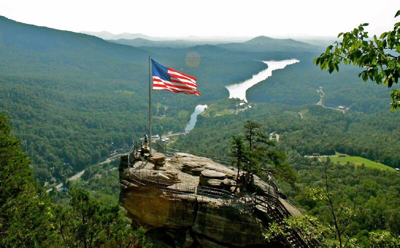 American Flag on Cliff