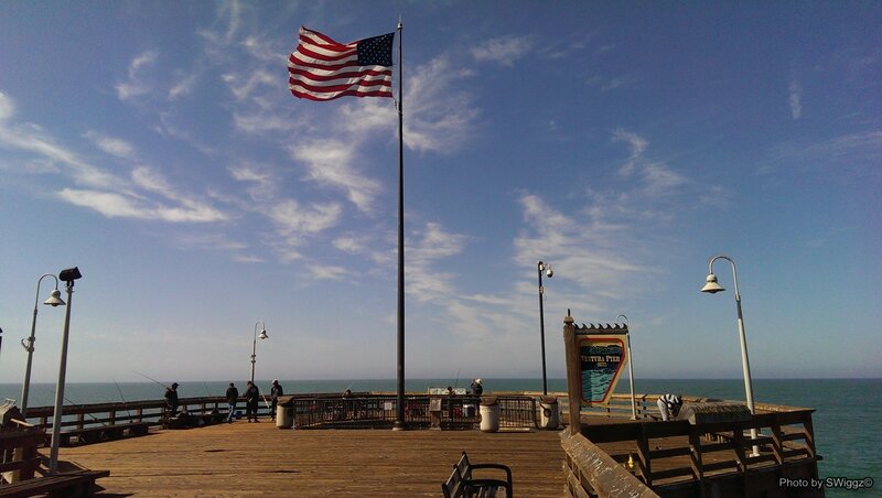 American Flag on Pier