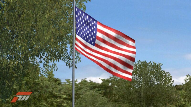 American Flag on Pole — Blue, Calm