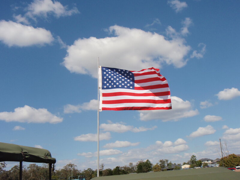 American Flag on Pole — Blue, Serene