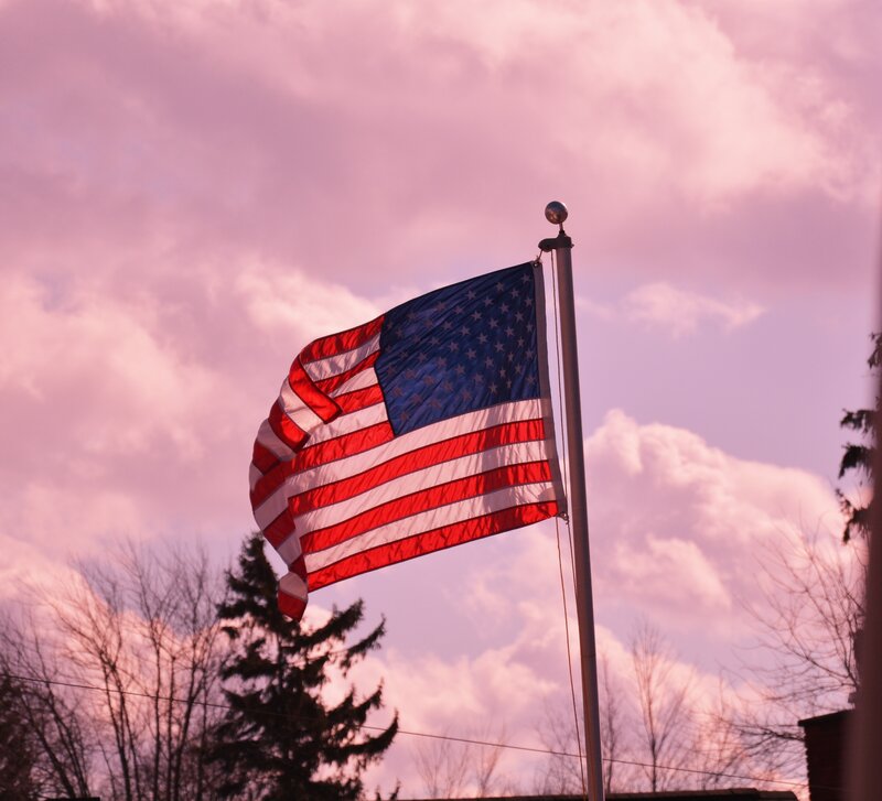 American Flag on Pole — Pink