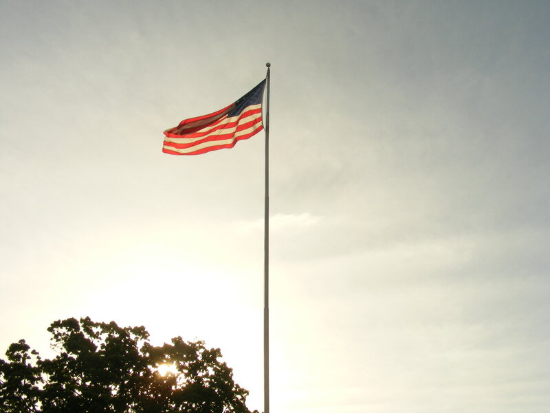American Flag on Pole — Red, Serene
