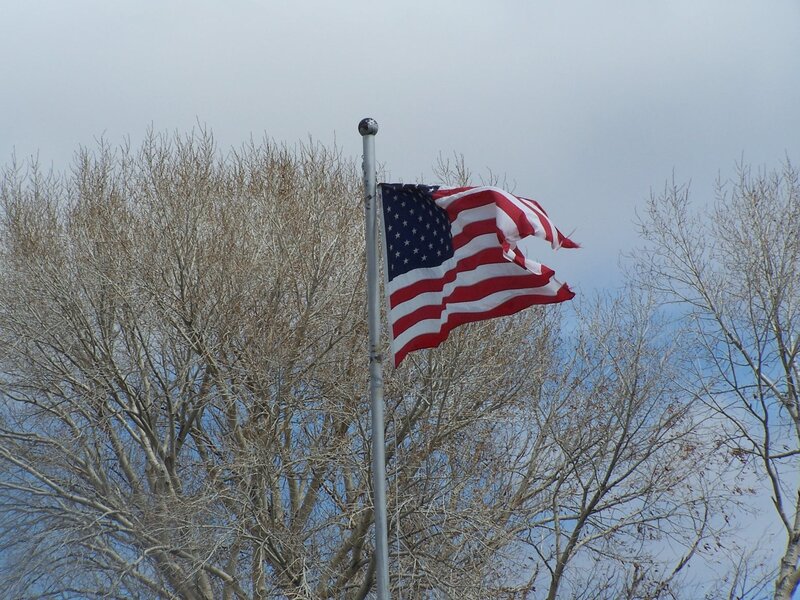 American Flag on Pole — Red