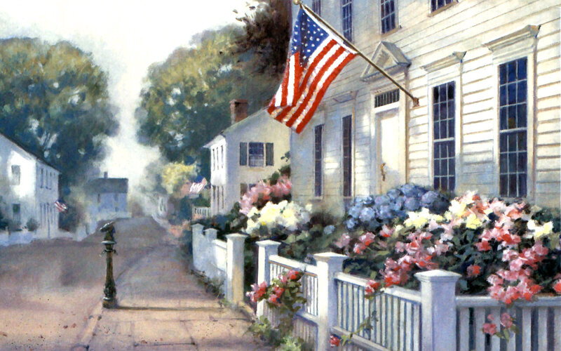 American Flag on Porch