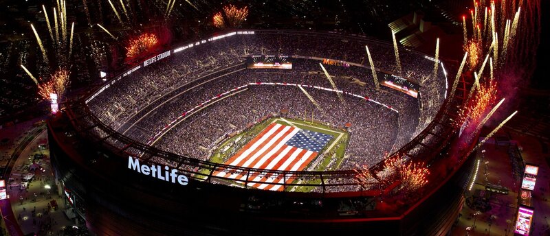 American Flag on Stadium Field
