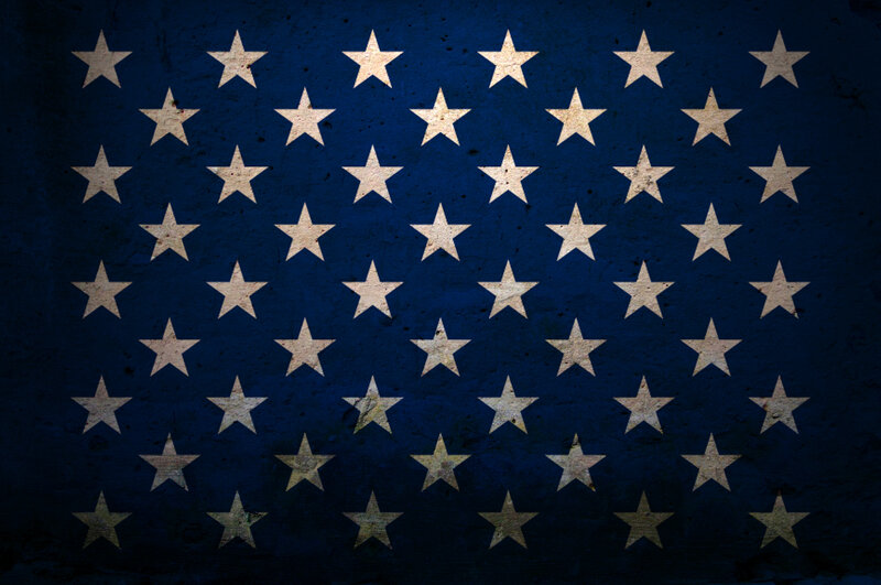 American Flag on Wall — Blue