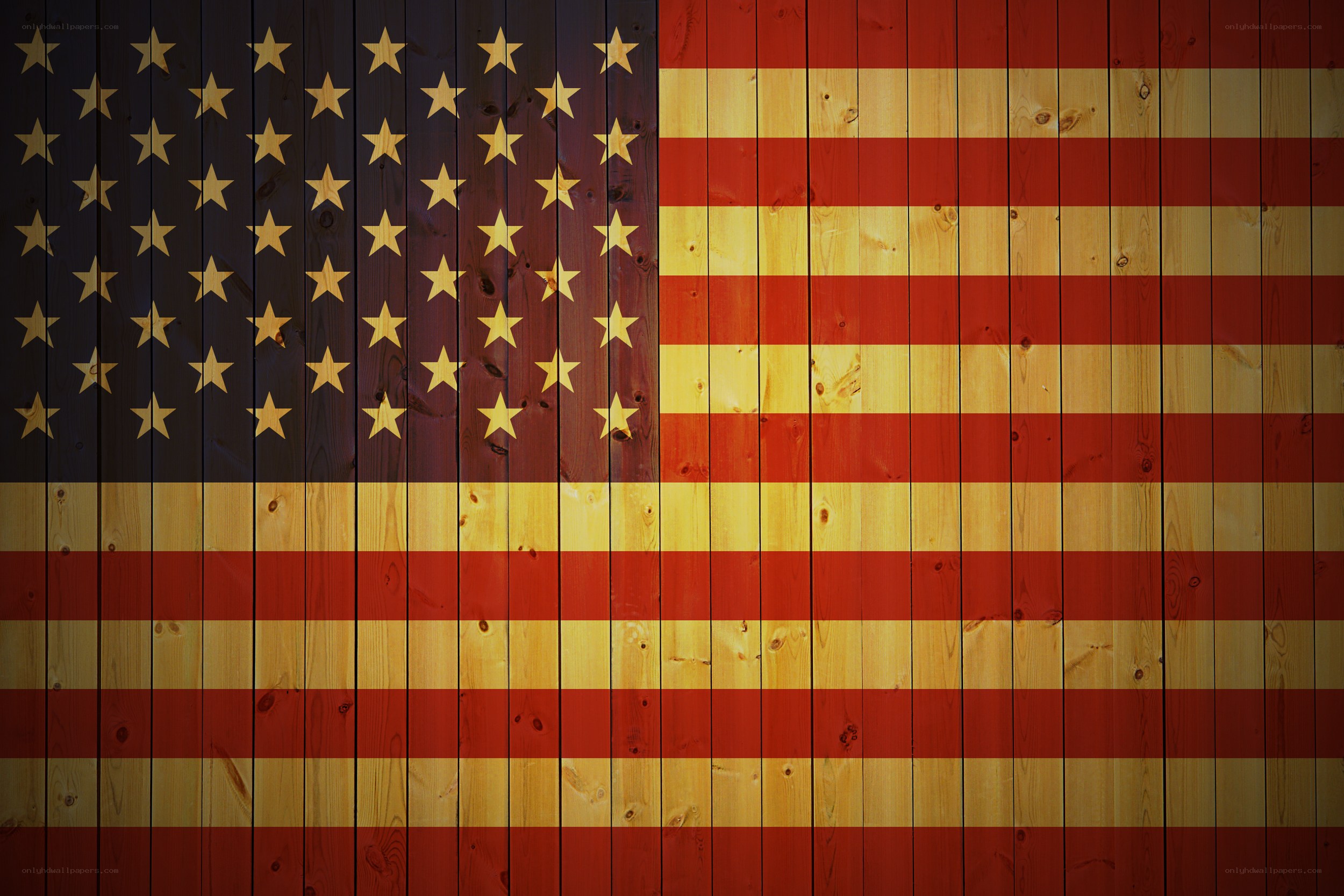 American flag on wooden planks