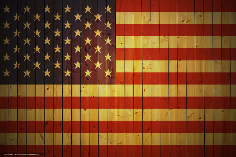 American flag on wooden wall
