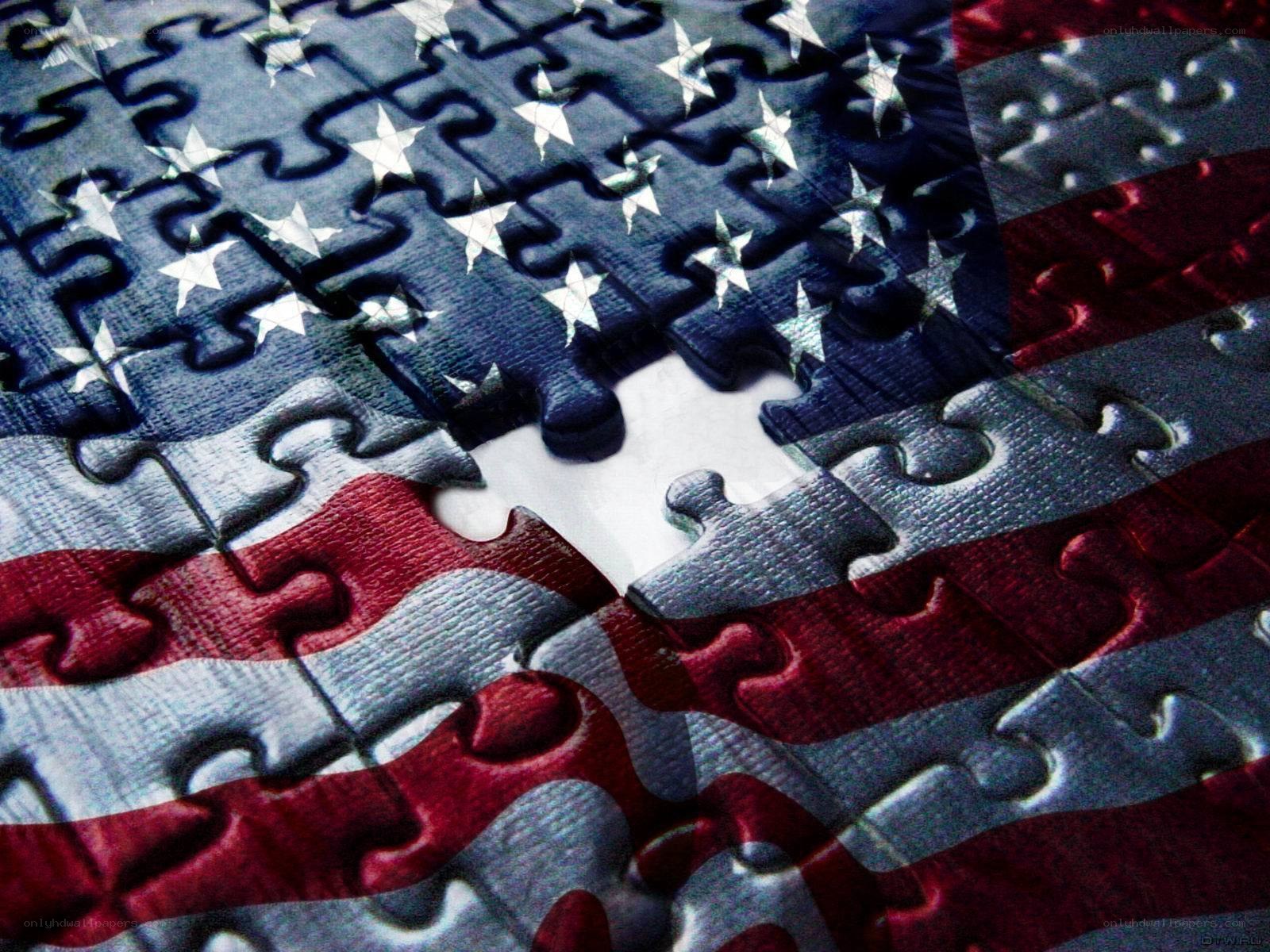 American flag puzzle with missing piece