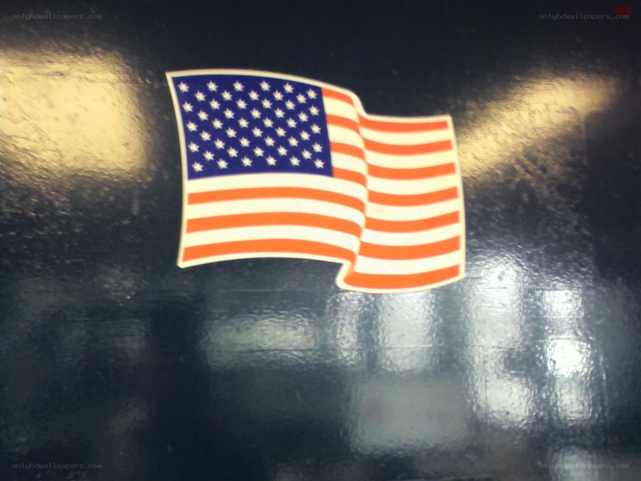 American flag sticker on surface