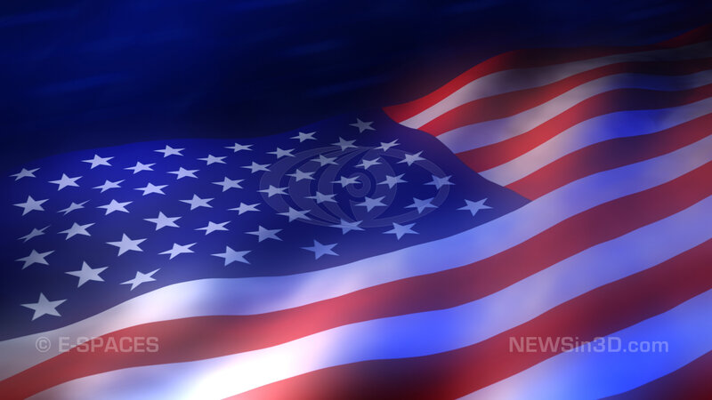 American Flag Waving — Blue, Dramatic, Digital Art