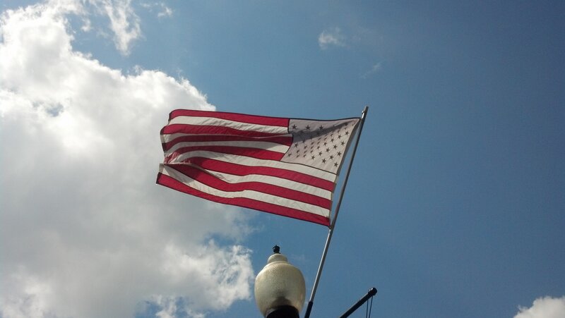 American Flag Waving — Blue, Patriotic, Afternoon