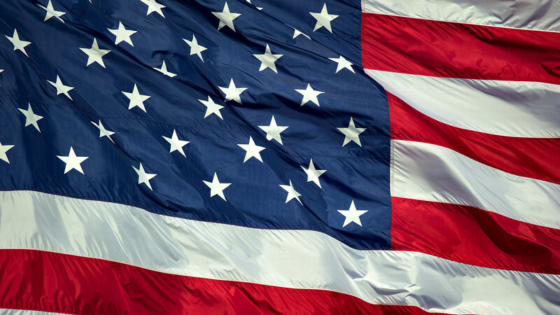 American Flag Waving — Blue, Patriotic, Photograph
