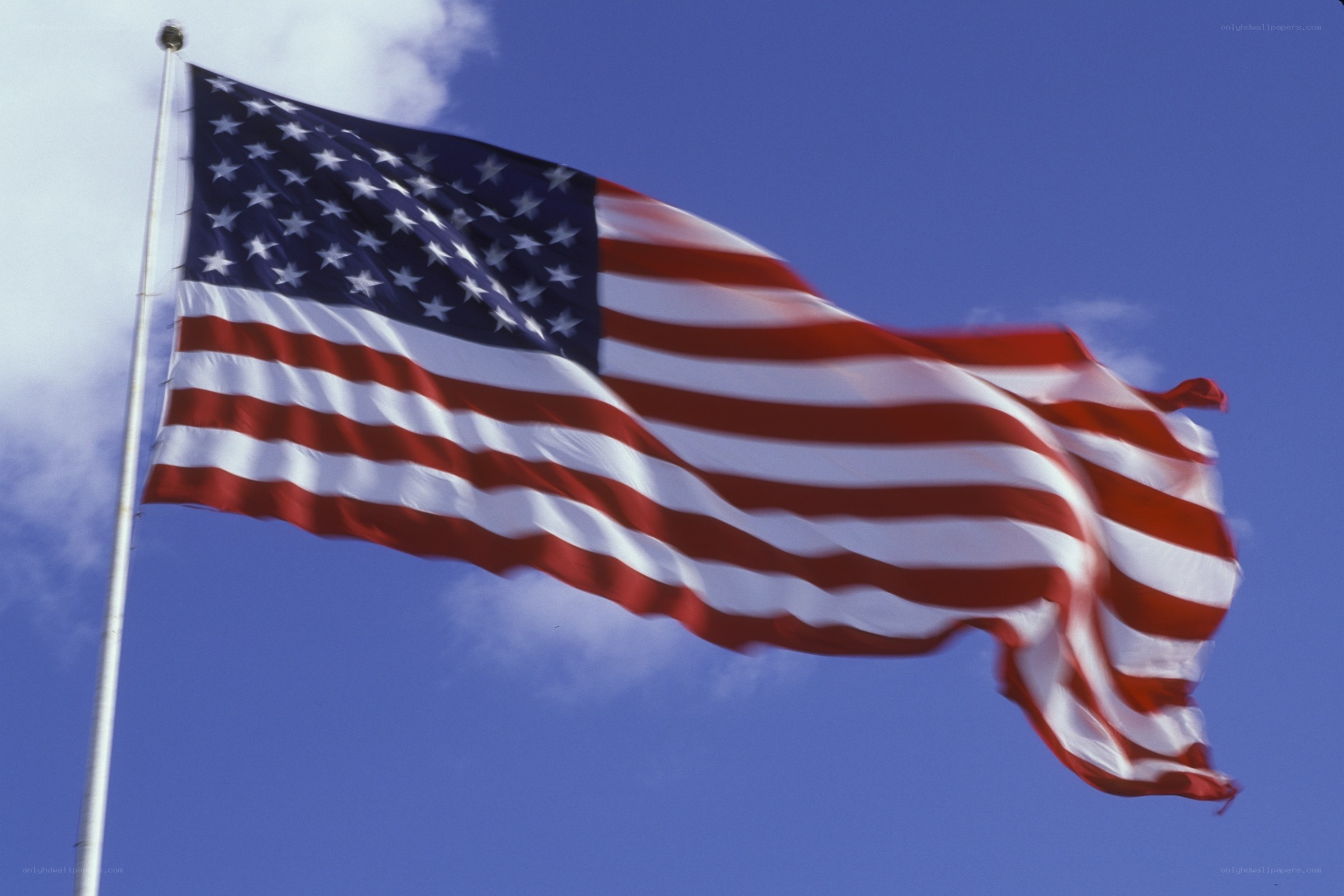 American flag waving in the wind