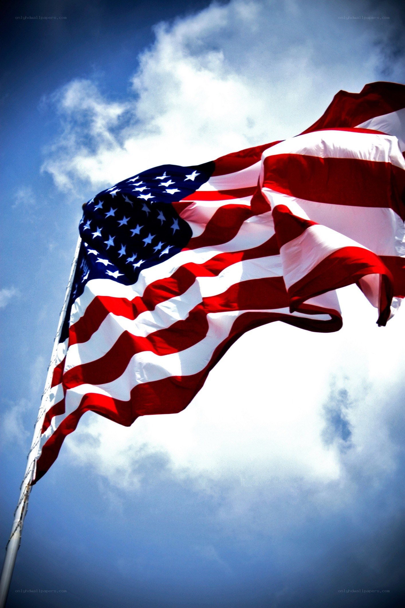 American flag waving in the wind