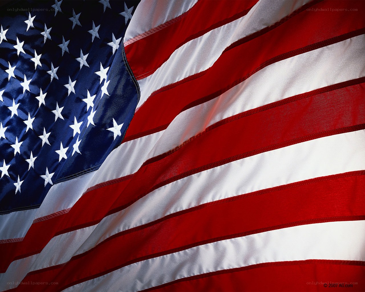 American flag waving in wind