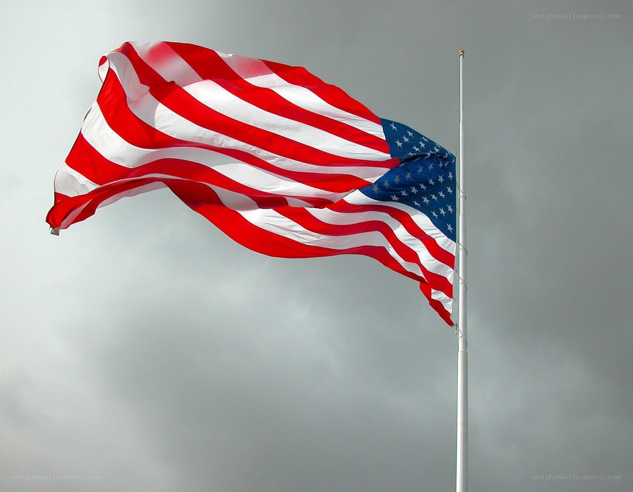 American flag waving in wind