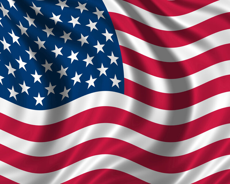 American flag waving in wind