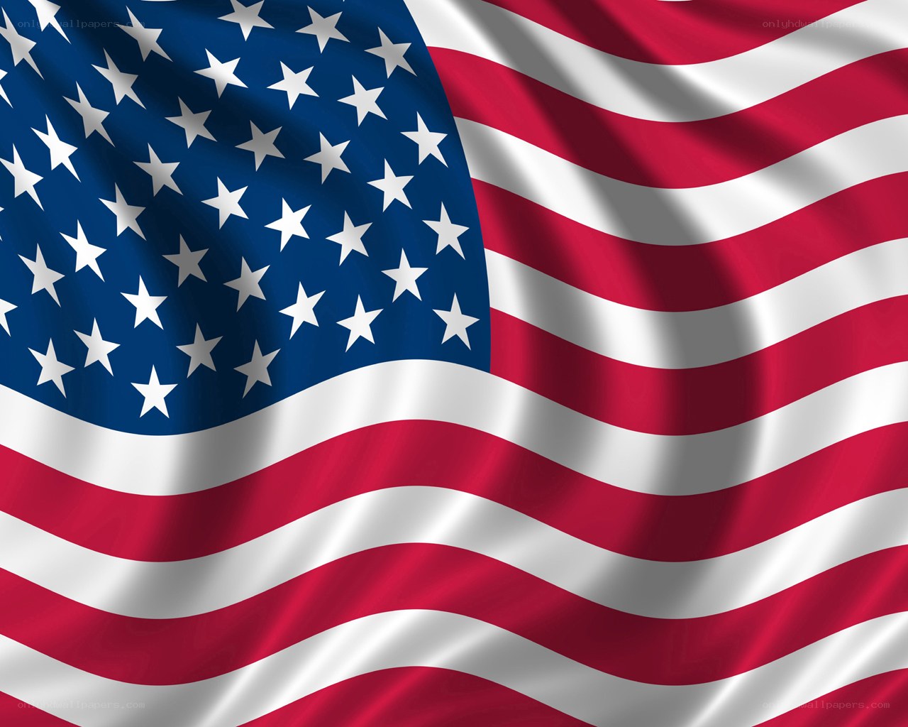 American flag waving in wind