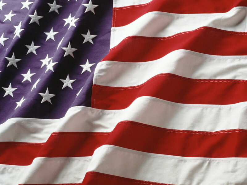 American flag waving in wind