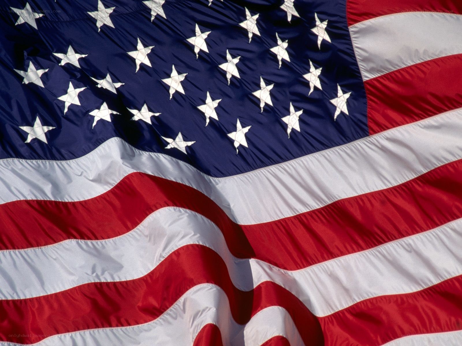 American flag waving in wind