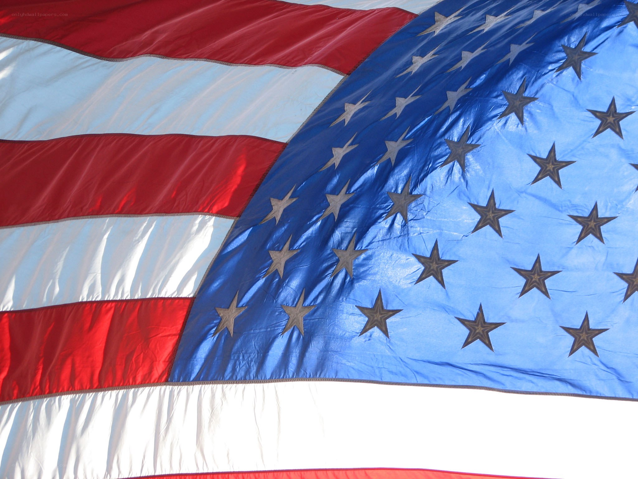 American flag waving in wind