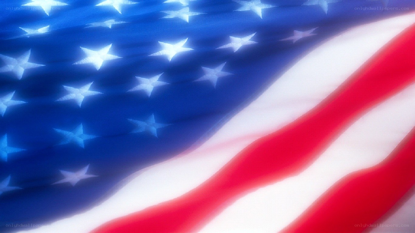 American flag waving in wind