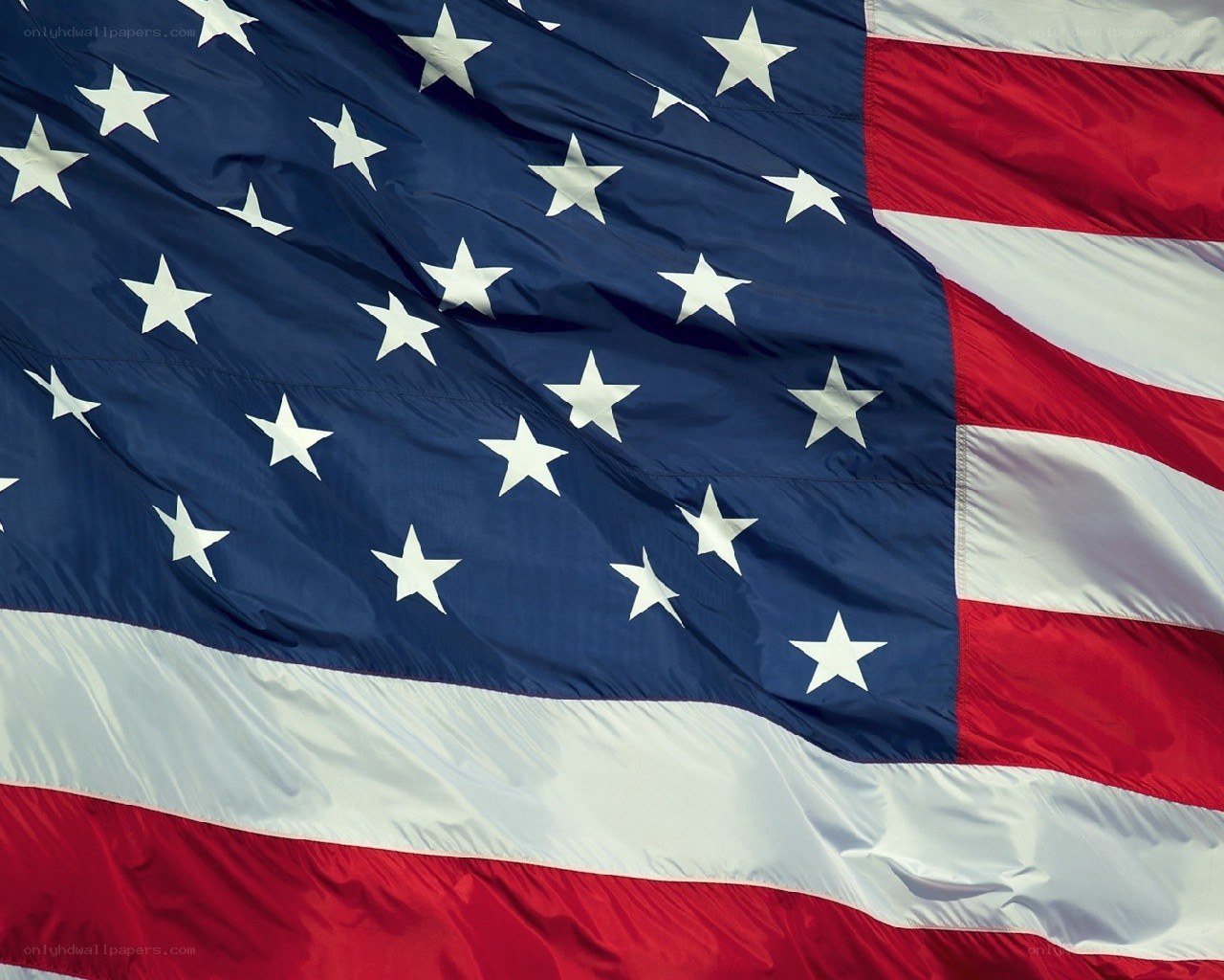 American flag waving in wind