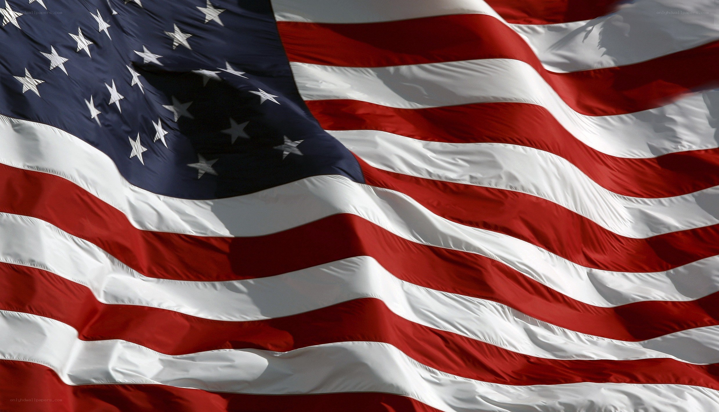 American flag waving in wind
