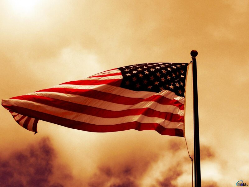 American Flag Waving — Red, Dramatic