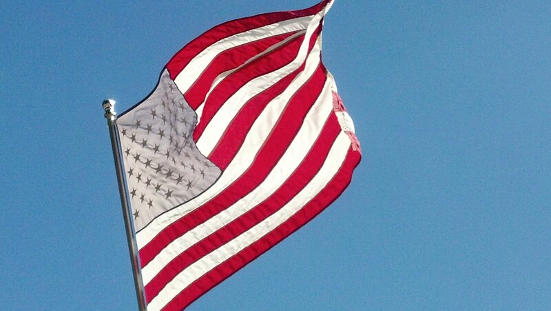 American Flag Waving — Red, Patriotic, Afternoon