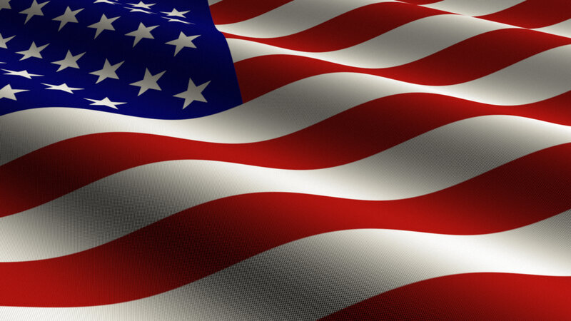 American Flag Waving — Red, Patriotic, Photograph