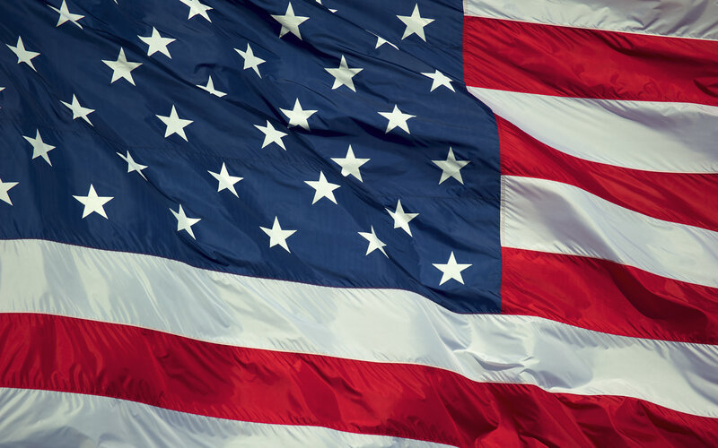 American Flag Waving — Red
