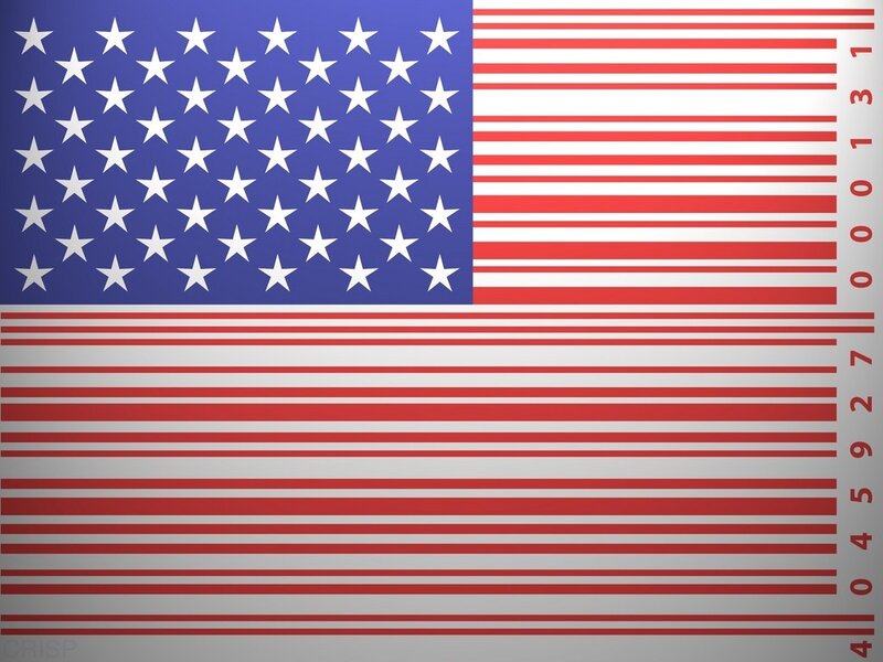 American flag with barcode design