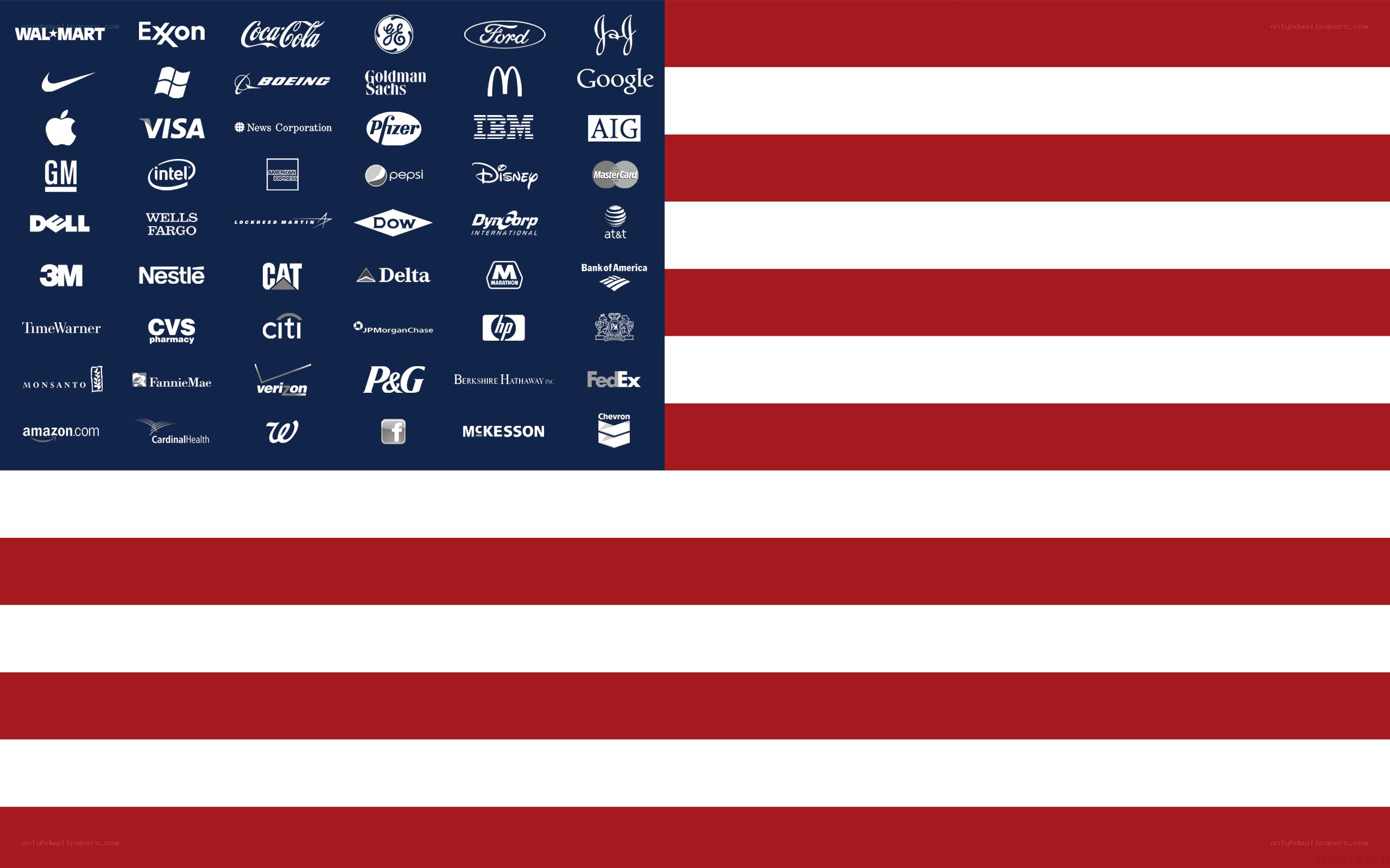 American flag with corporate logos