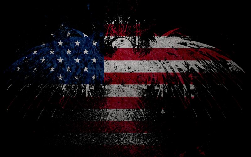 American Flag with Eagle — Black