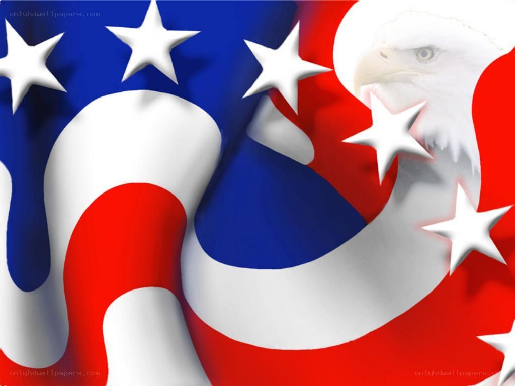 American flag with eagle