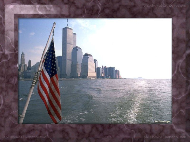 American flag with NYC skyline