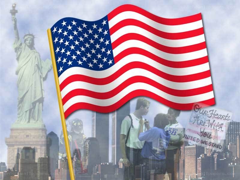 American flag with patriotic imagery