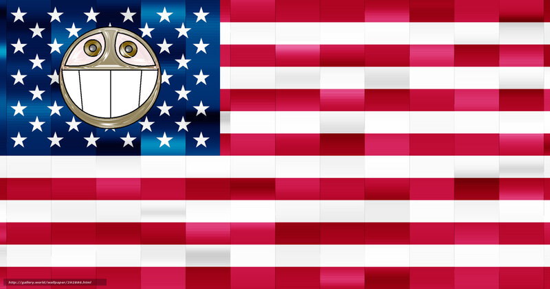 American flag with smiley face