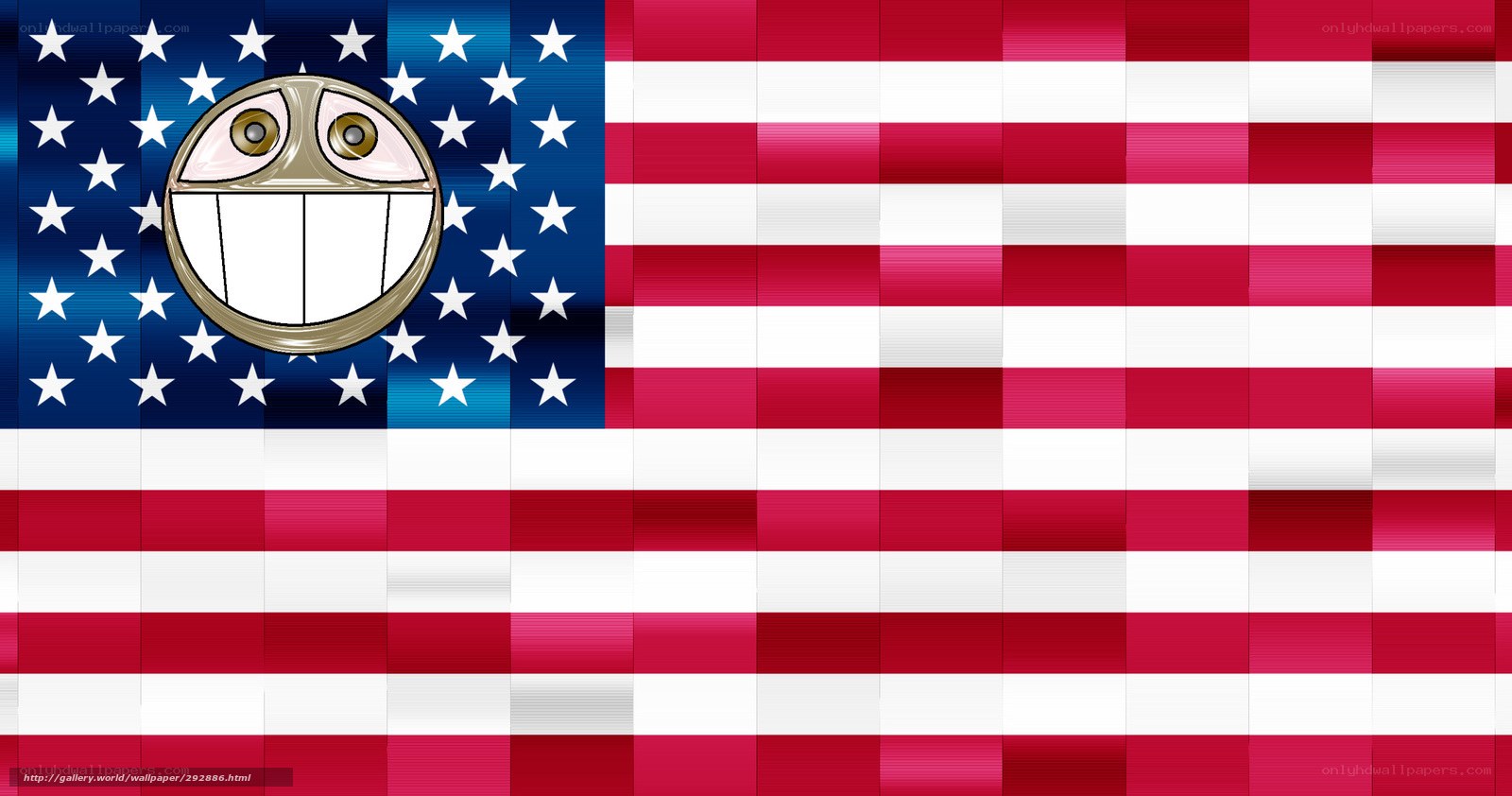 American flag with smiley face