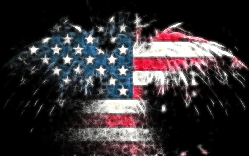 American flag with smoke effect