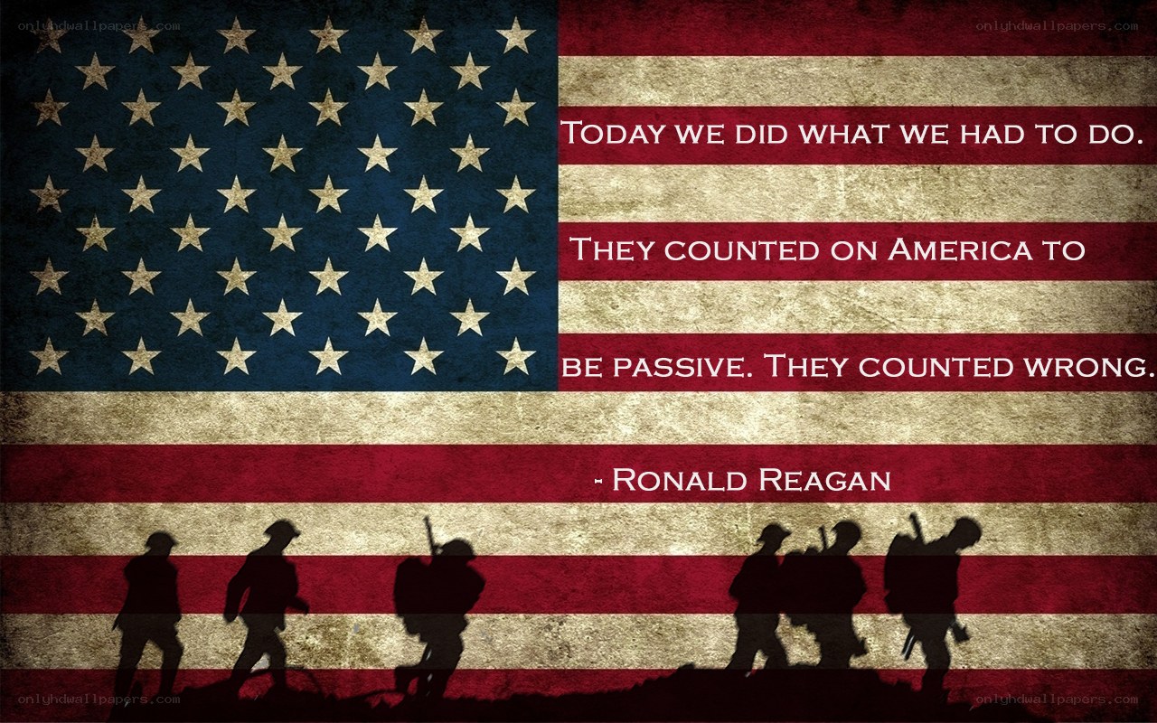 American flag with soldiers
