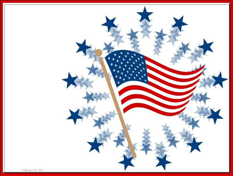 American Flag with Stars — Red