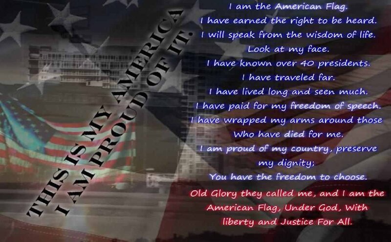 American Flag with Text — Red, Patriotic, Digital Art, Building